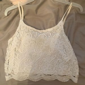 Cropped white lace top